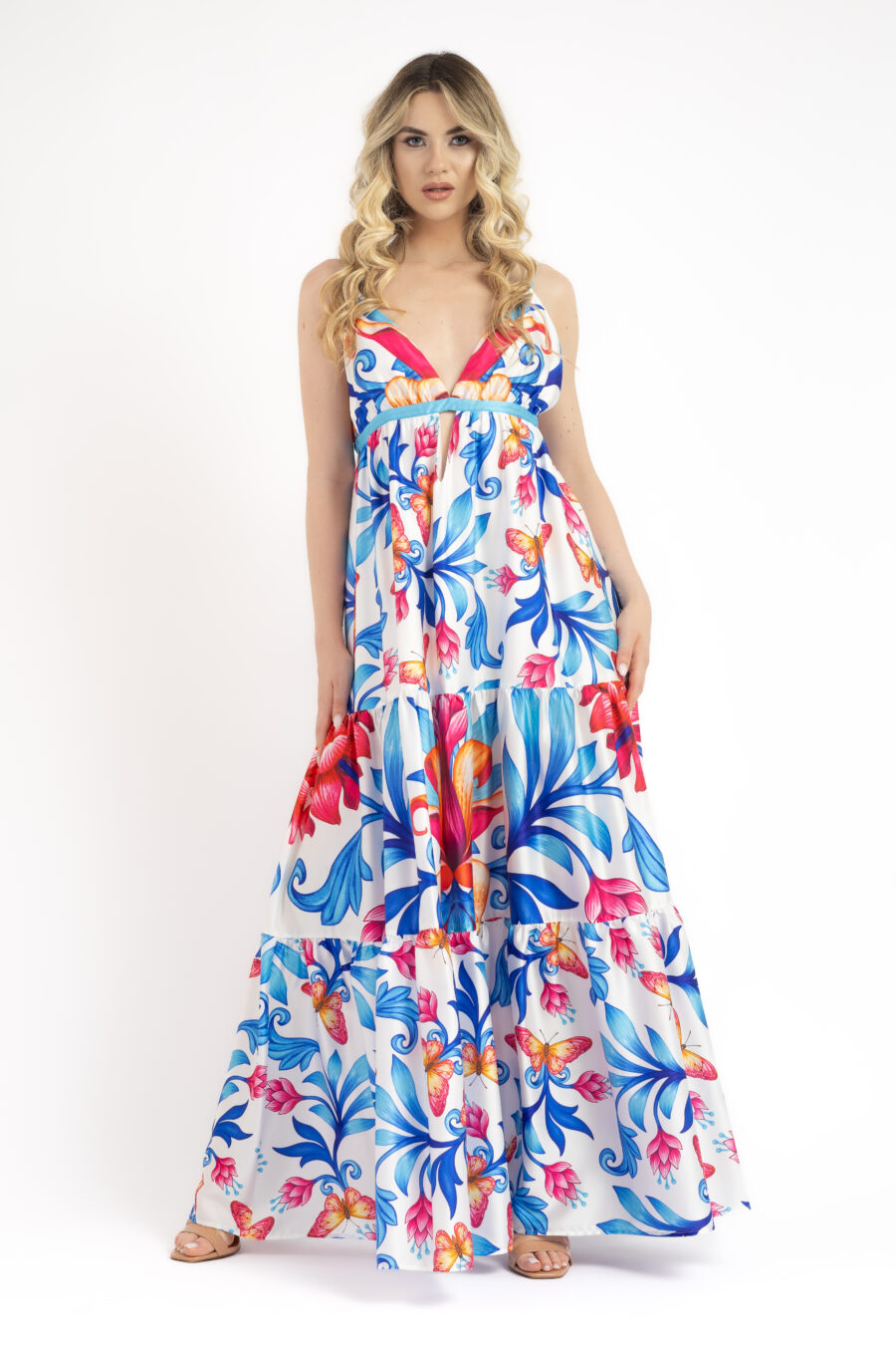 CQF93-37 VESTITO LUNGO SATIN