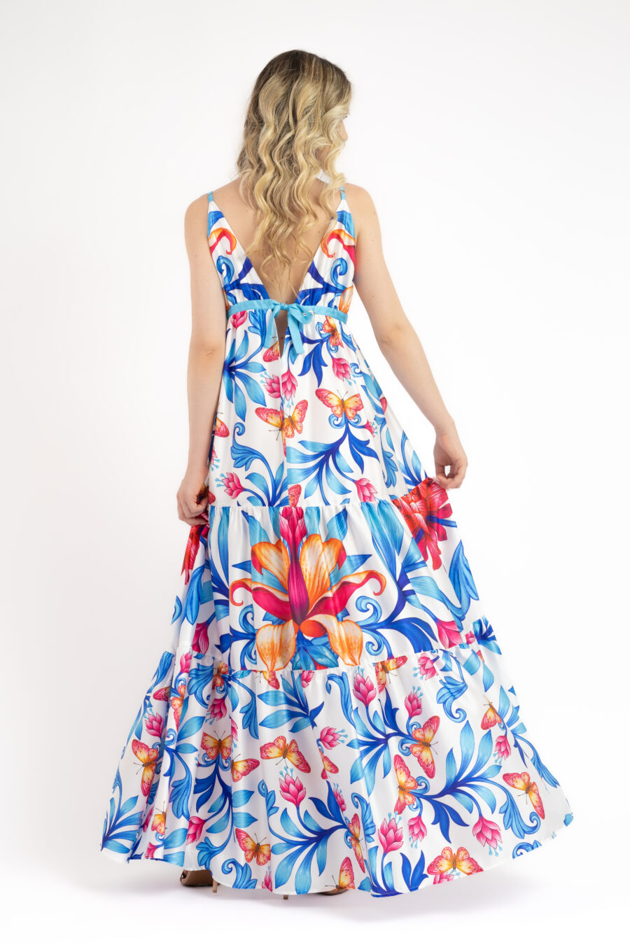CQF93-37 VESTITO LUNGO SATIN - immagine 2